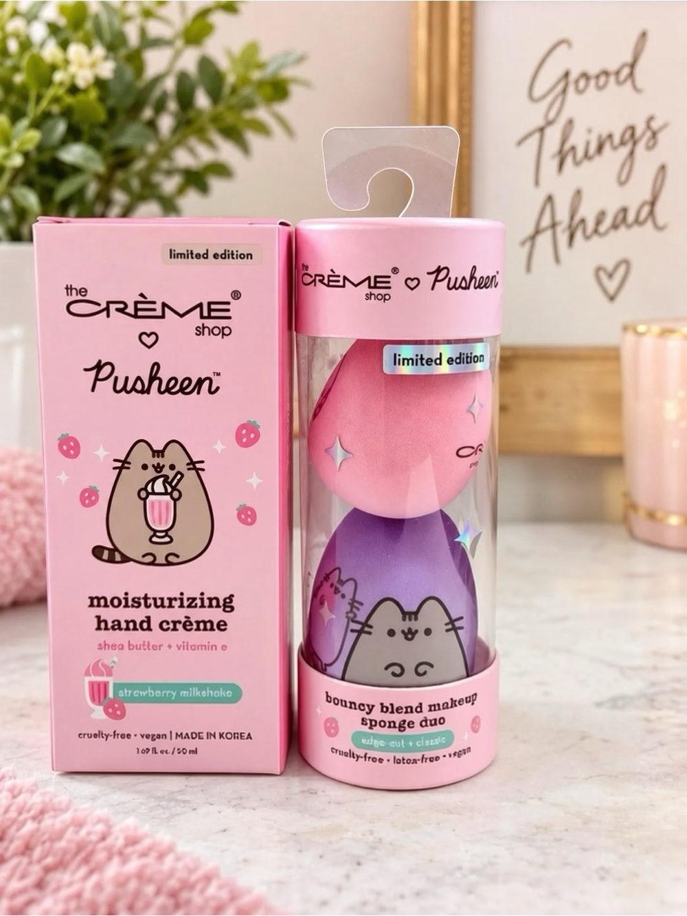 The Crème Shop Pusheen Moisturizing Hand Cream & Makeup Sponge Bundle 💖